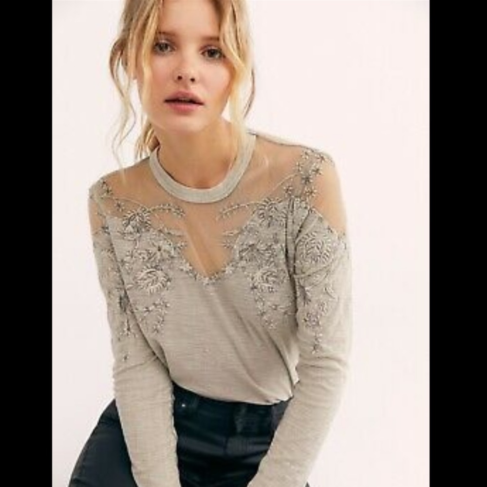 Free People Micha Tee Grey